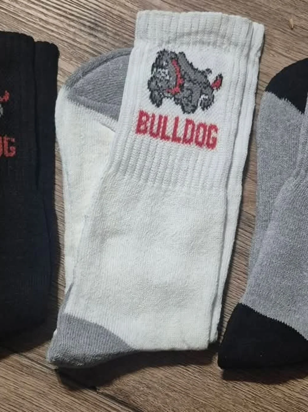 (3) Pairs Bulldog Crew Socks for Men – with Gray Accents